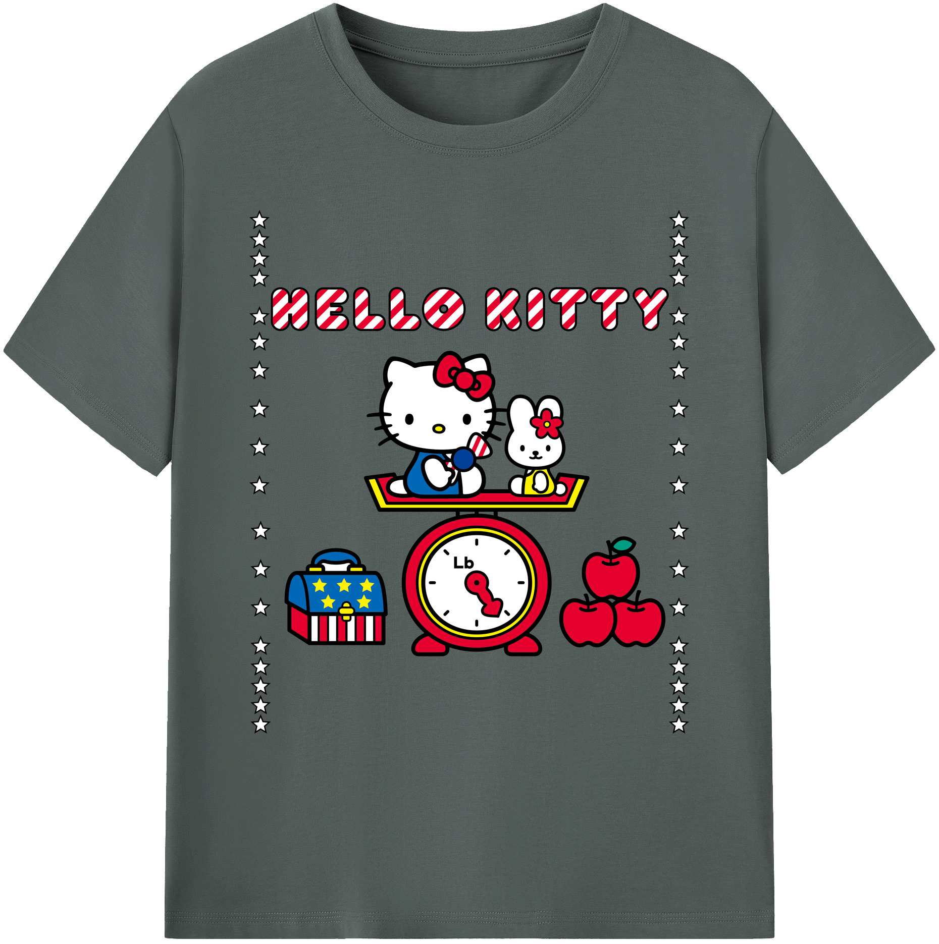 （画像用） Hello Kitty ハローキティ 綿100％ メンズ半袖Tシャツ｜肌触りやわらか＆通気性